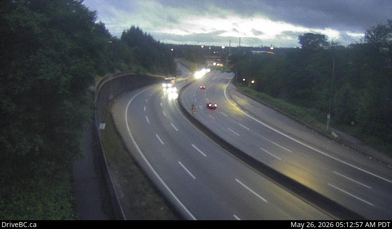Live Traffic Camera of Hwy 1, south end of Ironworkers Memorial Bridge, looking eastbound toward the Cassiar Tunnel.